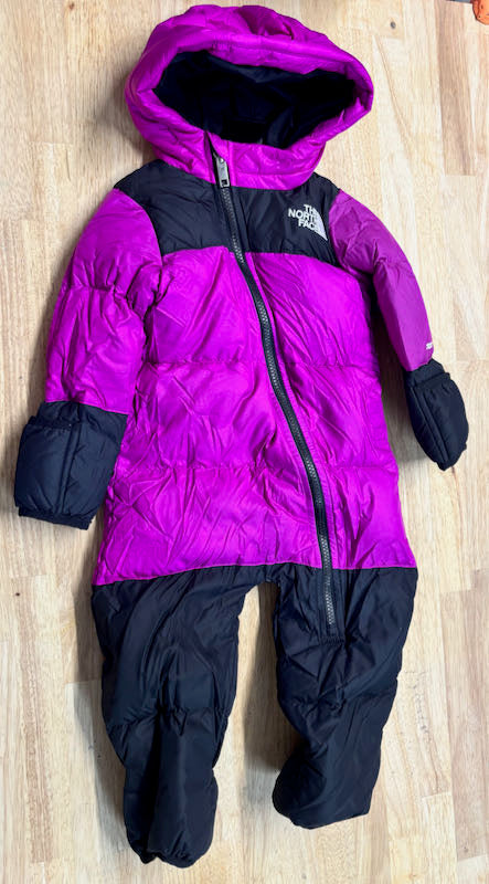 The North Face Down Snowsuit – Fuchsia/Black | 6–12M