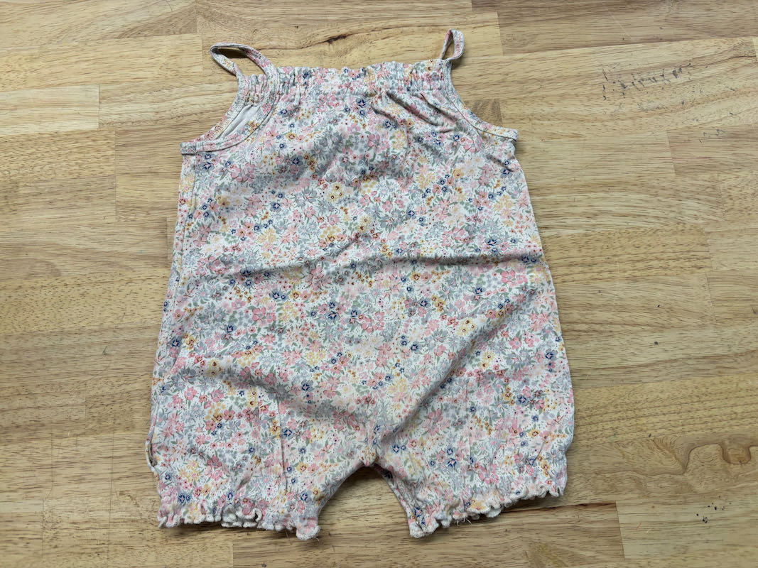 Wheat Floral Summer Romper | 12–18M
