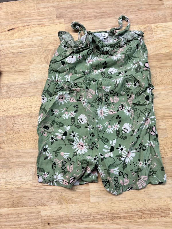 Souris Mini Viscose Tank Romper – Sage Floral | 12–18M