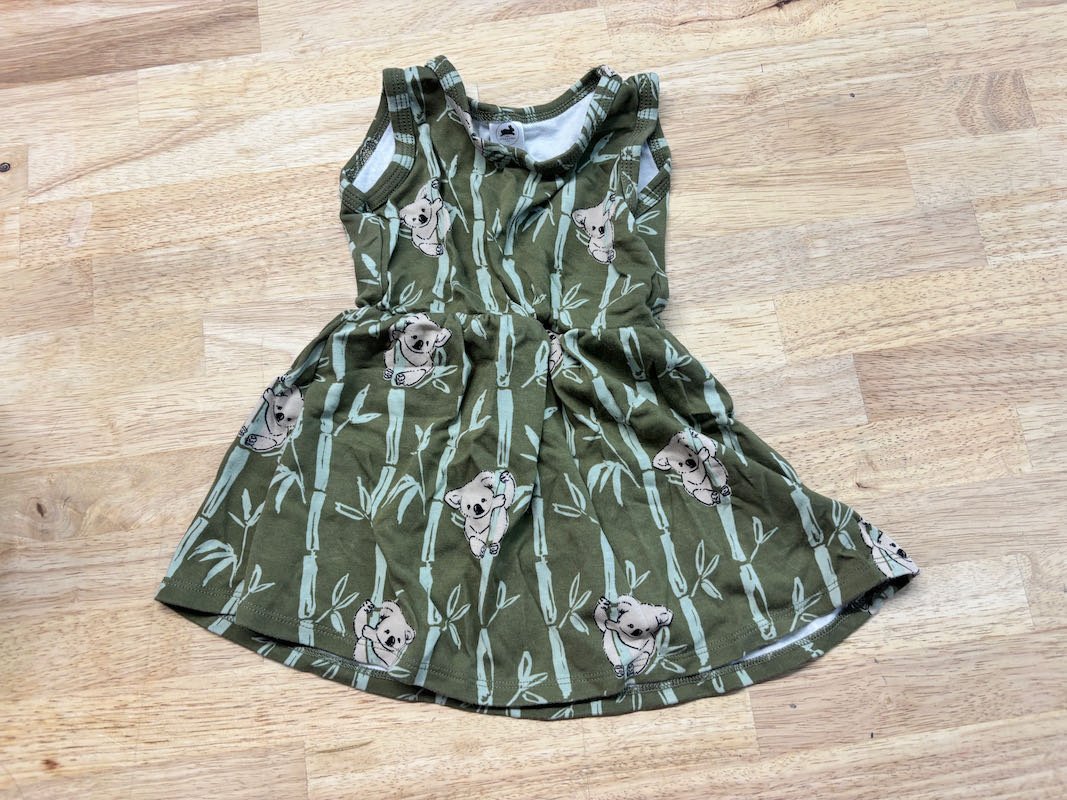 Little & Lively Koala Dress – Green | 6–12M - Nest and Sprout - Consignment