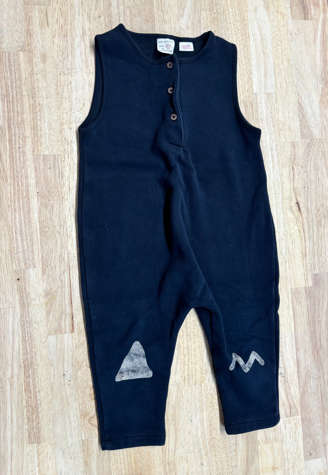 Zara Baby Fleece-Lined Dungaree Romper – Black | 18–24M
