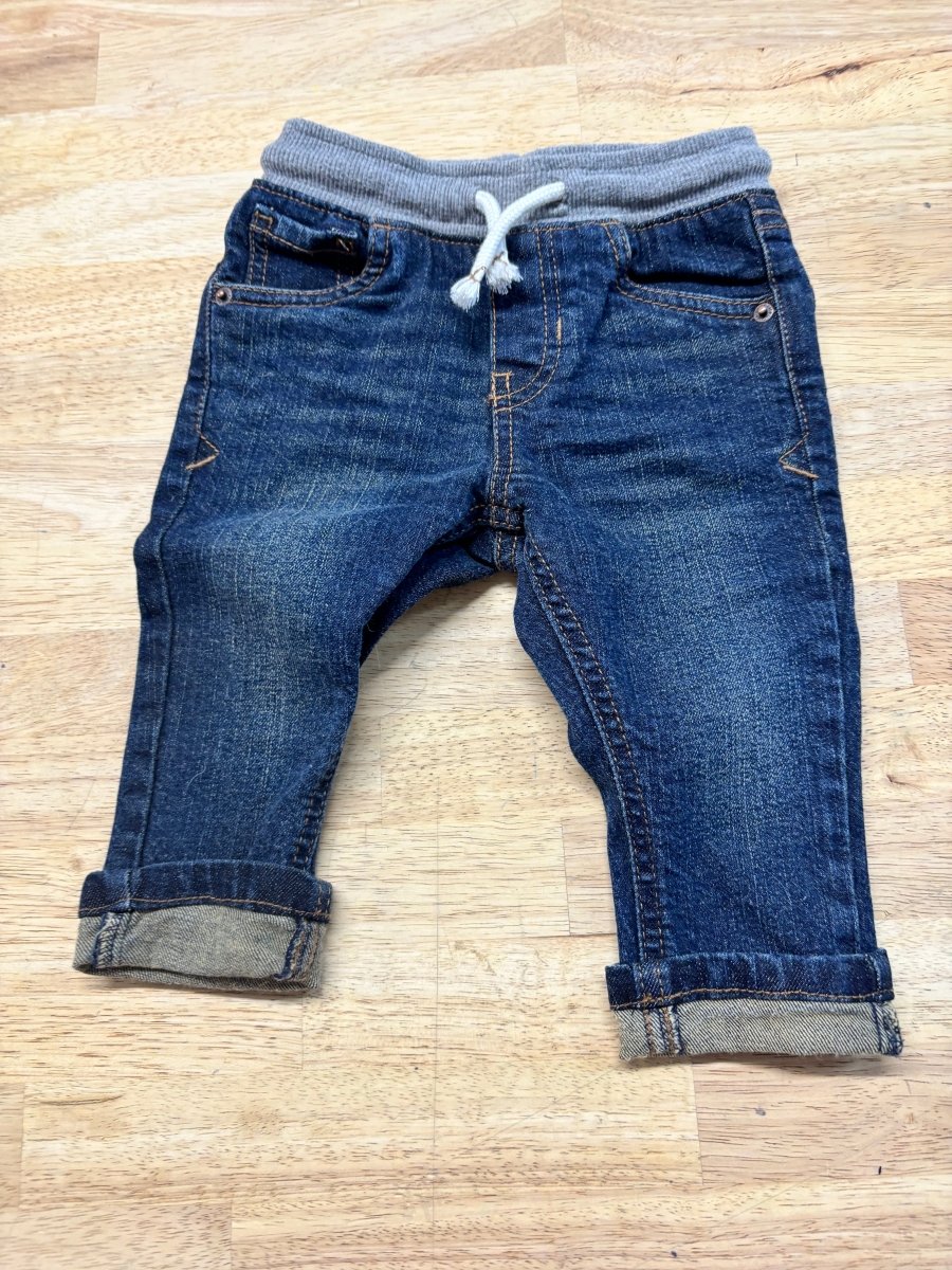 Cat & Jack Drawstring Jeans – Dark Denim | 12M - Nest and Sprout - Consignment