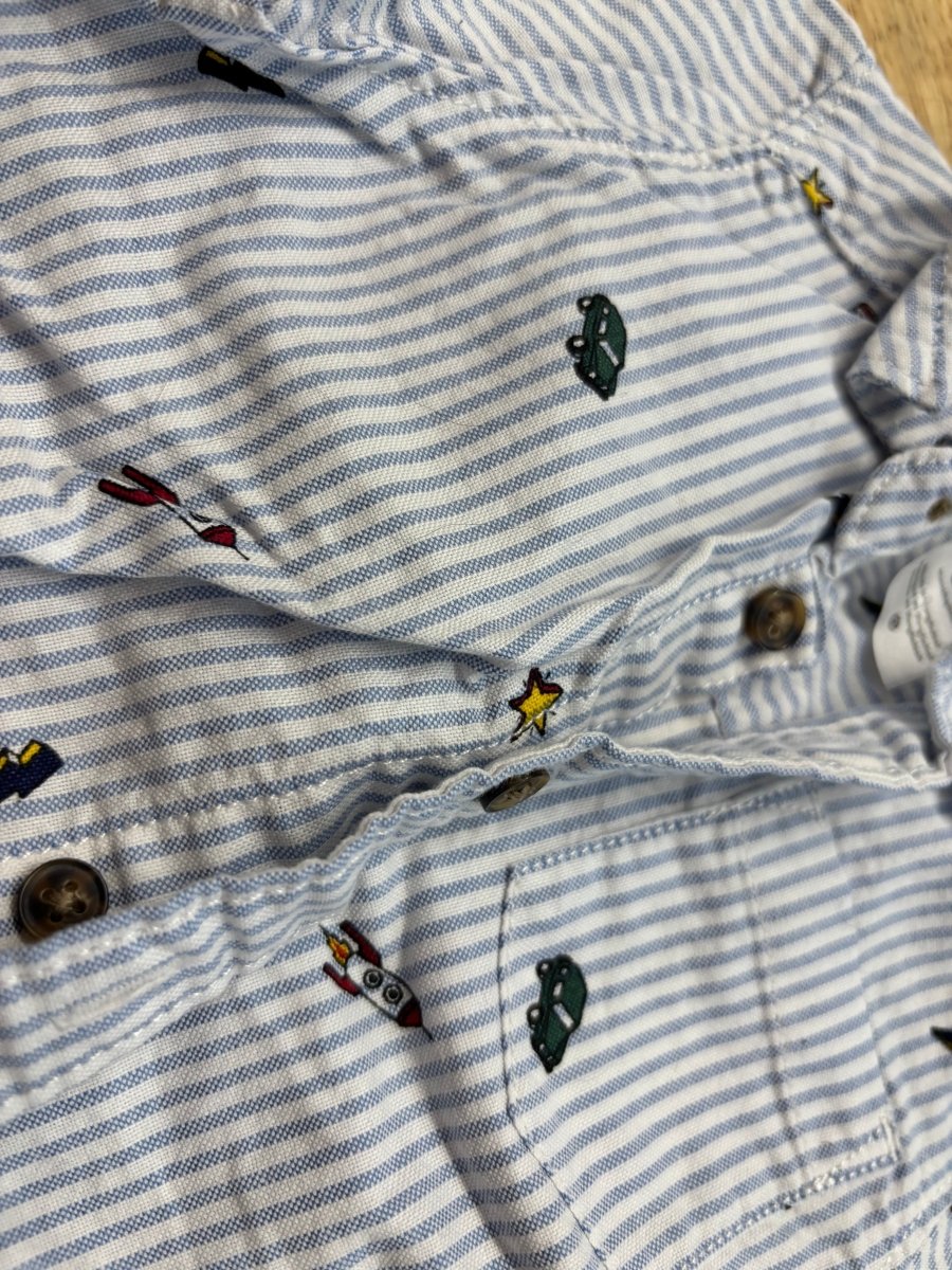 Carter’s Print Button - Up Shirt – Pinstripe | 6M - Nest and Sprout - Consignment