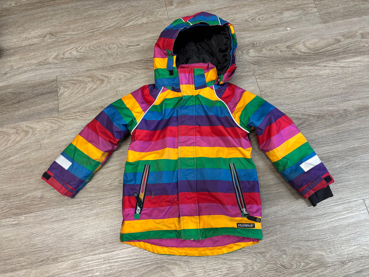 Villervalla Fuchsia Purple Rainbow Stripe Winter Jacket | Size 116