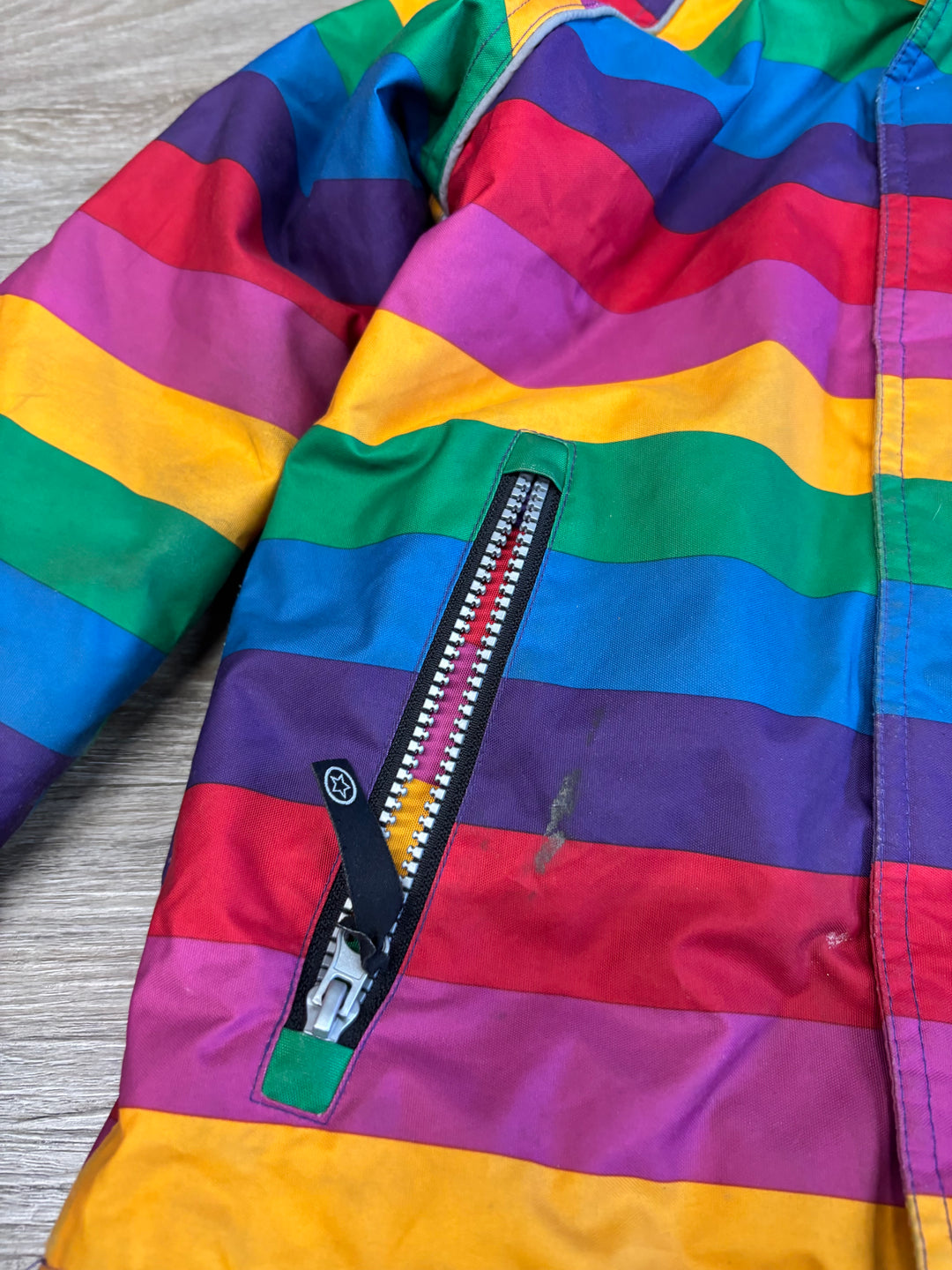 Villervalla Fuchsia Purple Rainbow Stripe Winter Jacket | Size 116