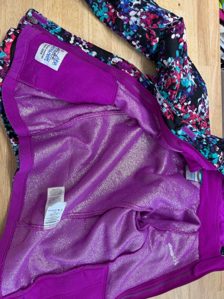 Columbia Omni-Tech 3-in-1 Jacket – Youth Medium | Purple | Fleece Liner | Teal Print - Nest and Sprout-Consignment