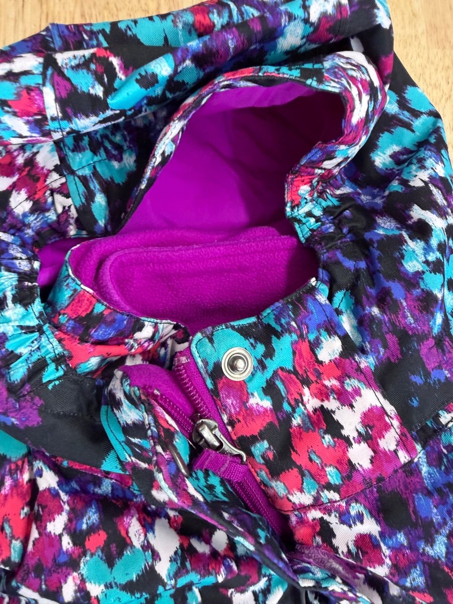 Columbia Omni-Tech 3-in-1 Jacket – Youth Medium | Purple | Fleece Liner | Teal Print - Nest and Sprout-Consignment