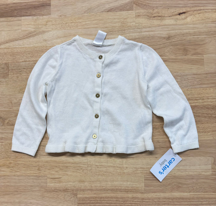 Carters Cardigan, 18 Months, White with Scalloped Edge