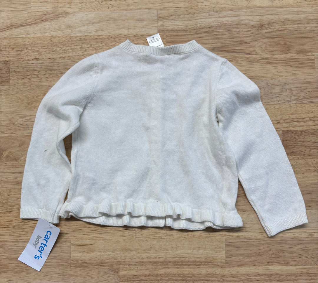 Carters Cardigan, 18 Months, White with Scalloped Edge