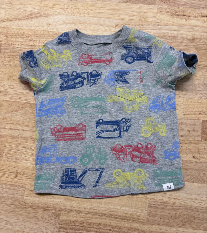 Gap Shirt, 12-18 Months, Grey with Trucks Outline