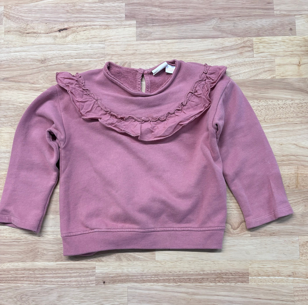 Zara Sweatshirt, 18-24 Months, Dusty Rose with Ruffles