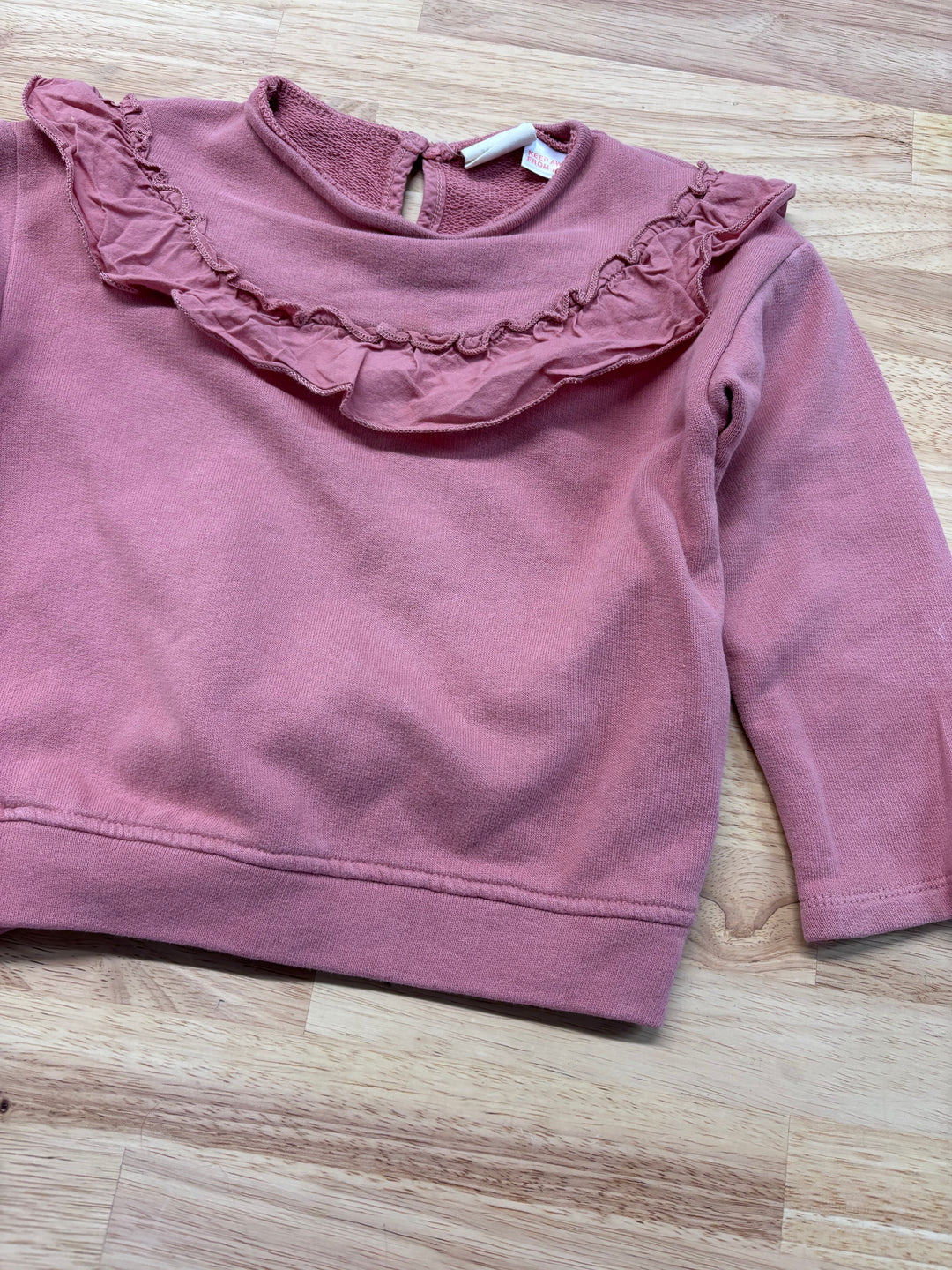 Zara Sweatshirt, 18-24 Months, Dusty Rose with Ruffles