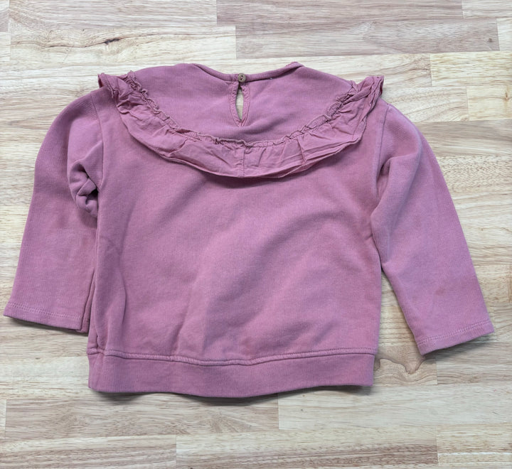 Zara Sweatshirt, 18-24 Months, Dusty Rose with Ruffles