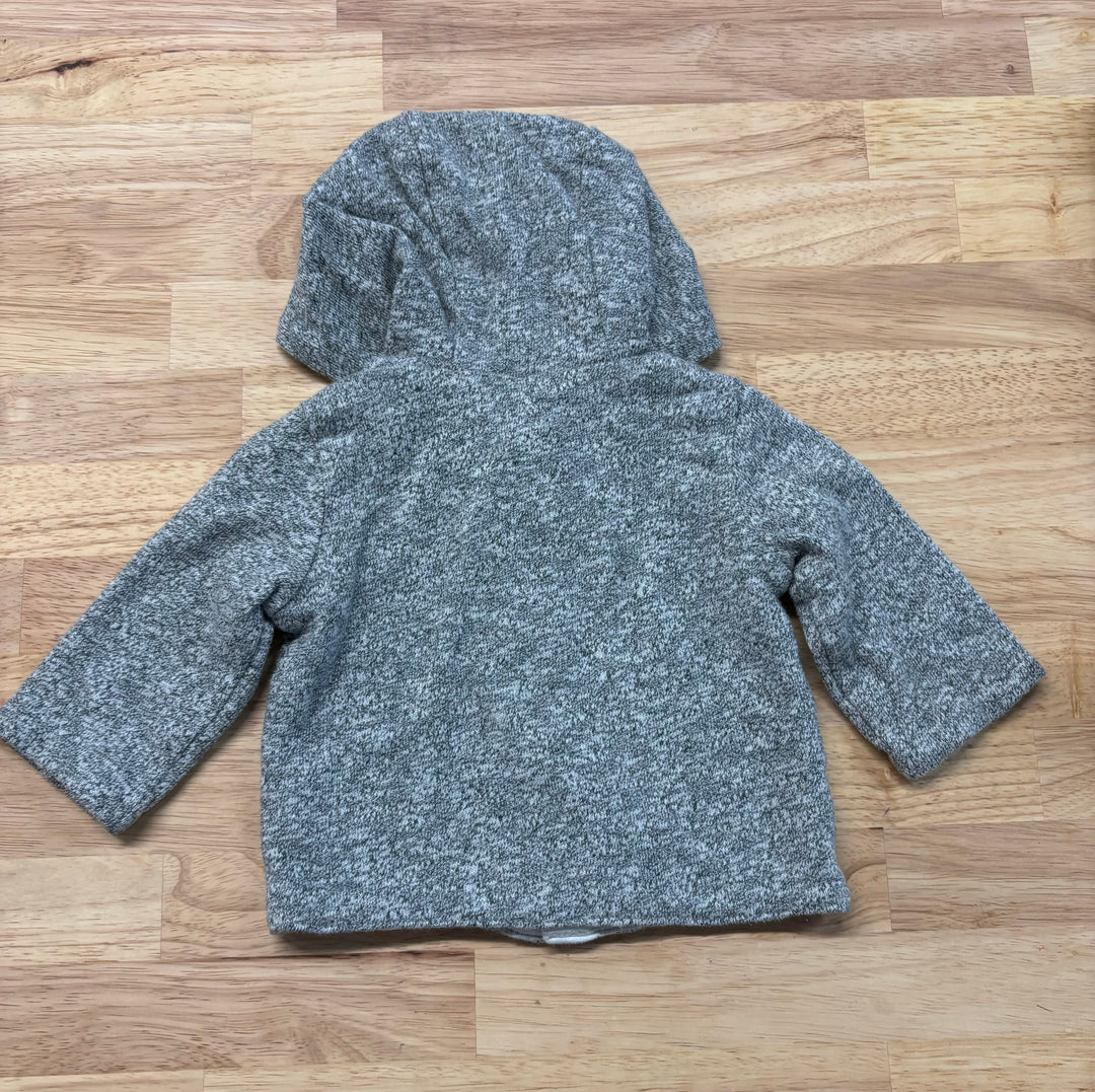 Gap Reversible Button Cardigan, 0-3 Months, Grey and Stripes