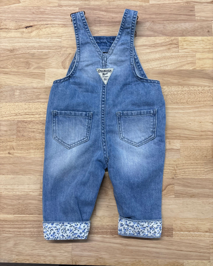 OshKosh Overalls, 6 Months, Light Denim with Floral