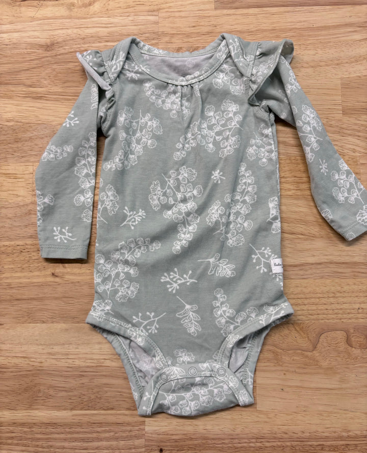 LouLou Lollipop Bodysuit, 0-3 Months, Sage Green Floral