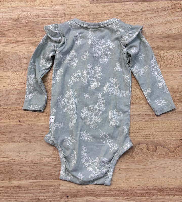 LouLou Lollipop Bodysuit, 0-3 Months, Sage Green Floral