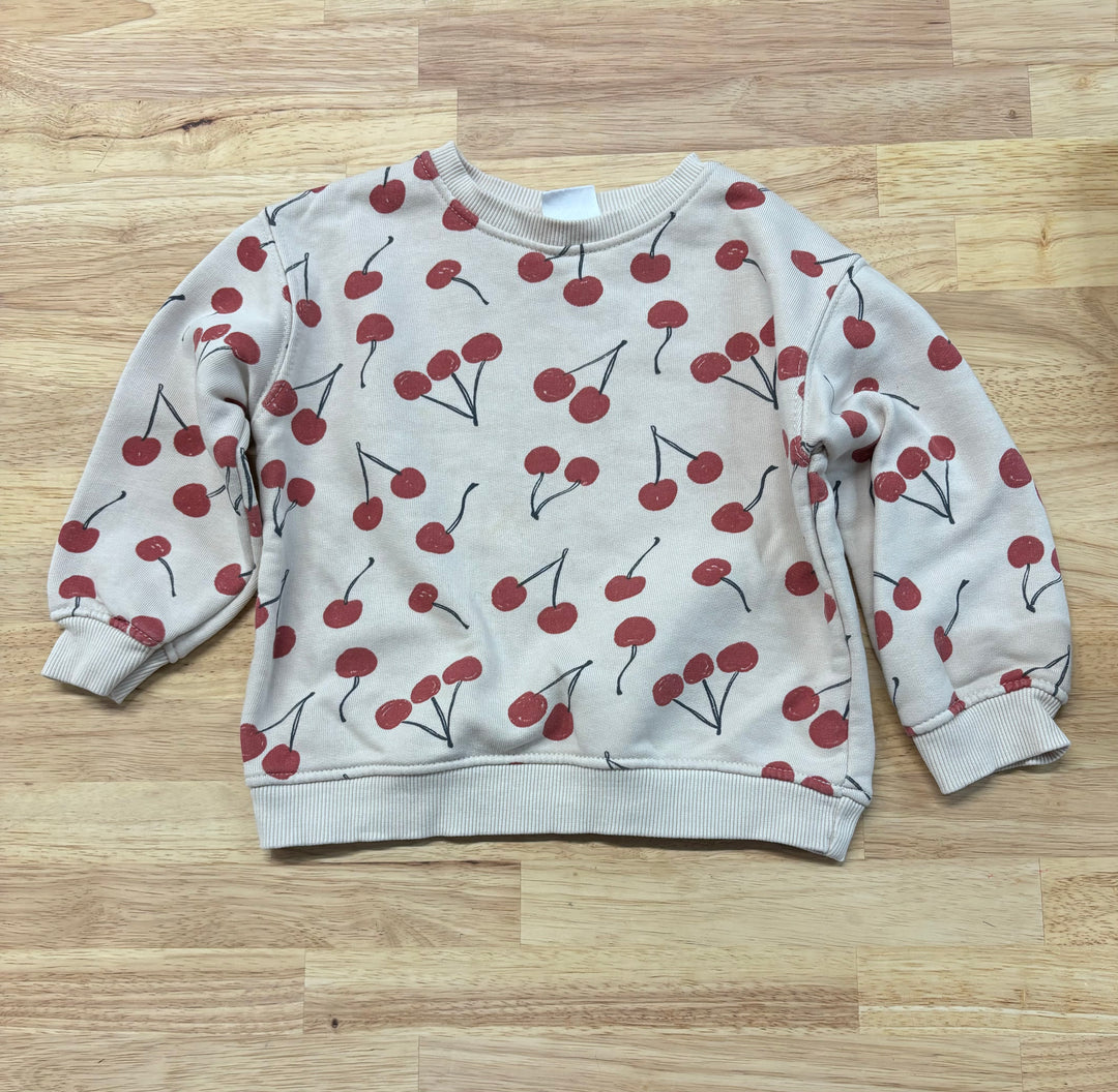 Zara Sweatshirt, 2-3T, Oatmeal with Cherries Print