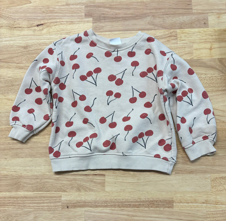 Zara Sweatshirt, 2-3T, Oatmeal with Cherries Print