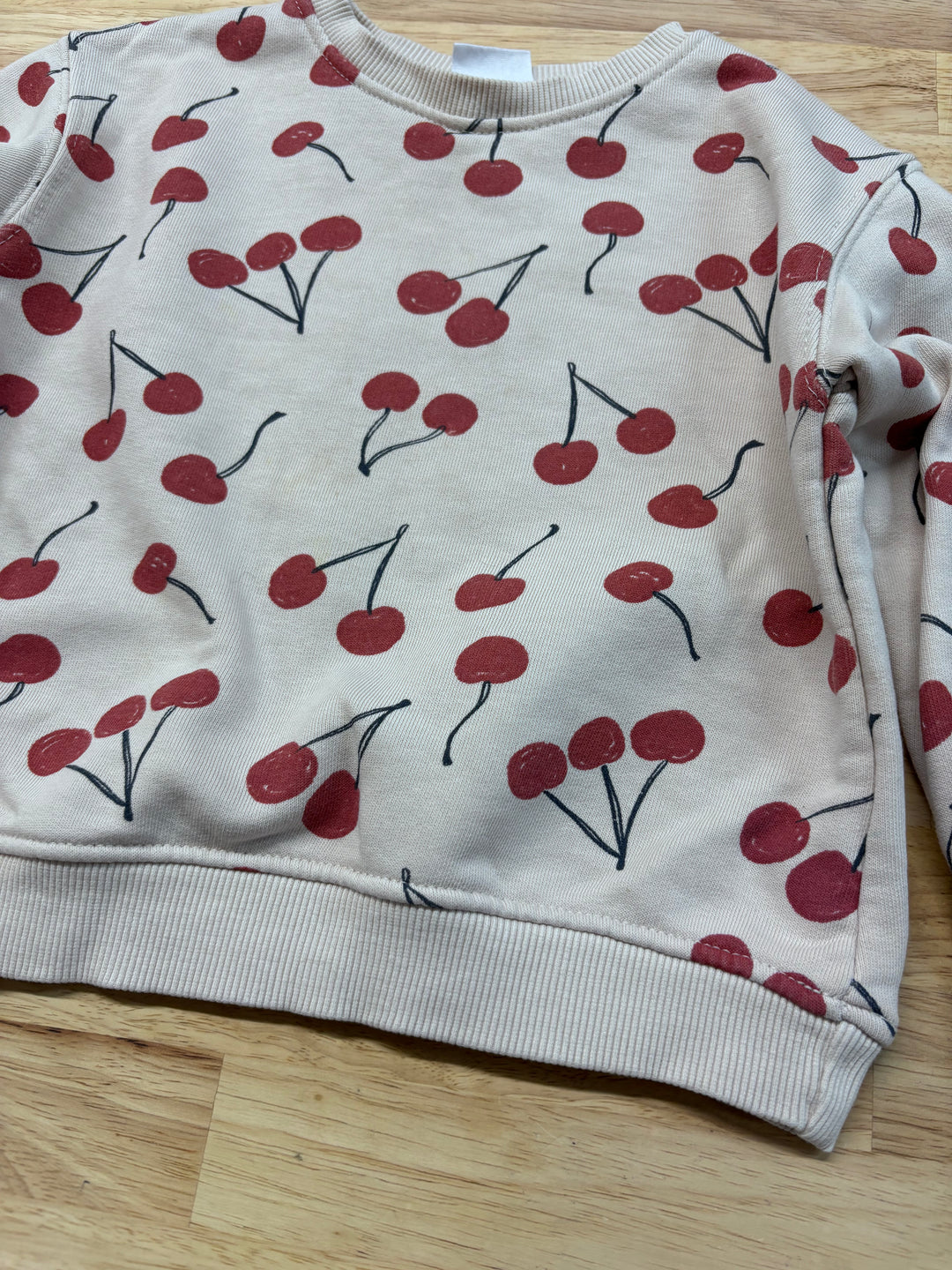 Zara Sweatshirt, 2-3T, Oatmeal with Cherries Print