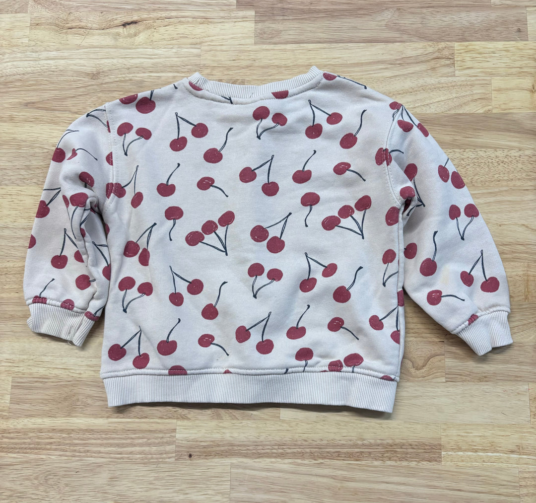 Zara Sweatshirt, 2-3T, Oatmeal with Cherries Print