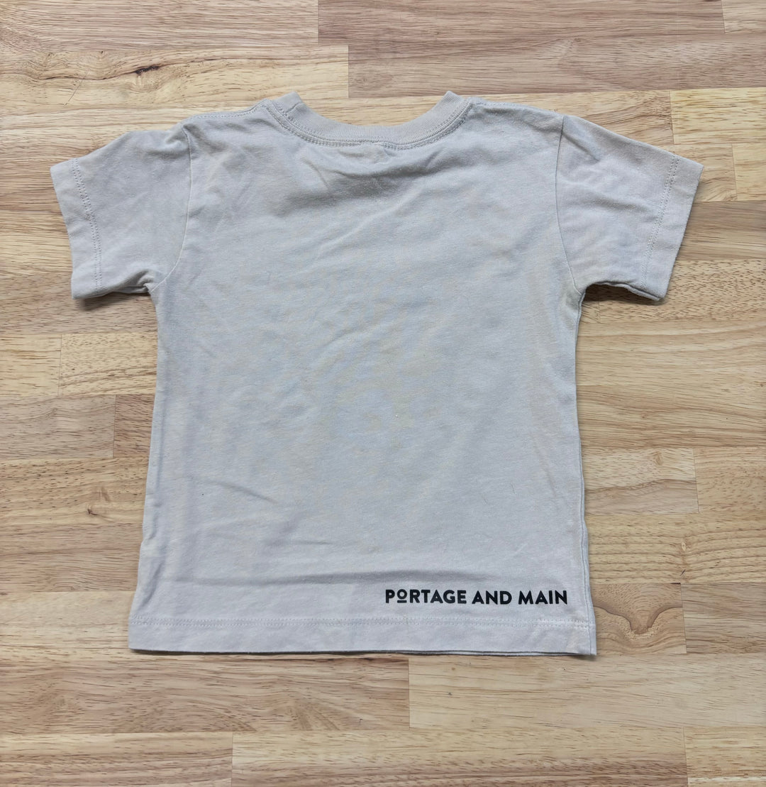 Portage and Main Shirt, 2T, Oatmeal with Smiley Face Design