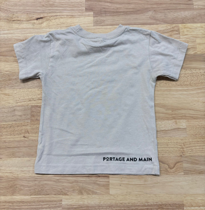 Portage and Main Shirt, 2T, Oatmeal with Smiley Face Design