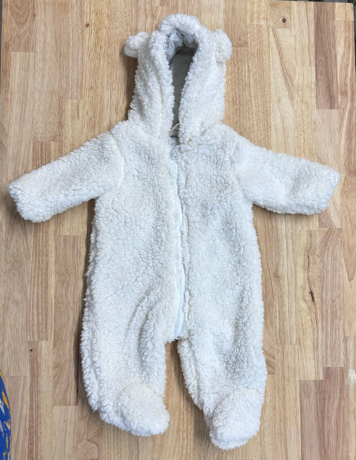 First Impressions Fleece Suit, White Bear, Size NB x2