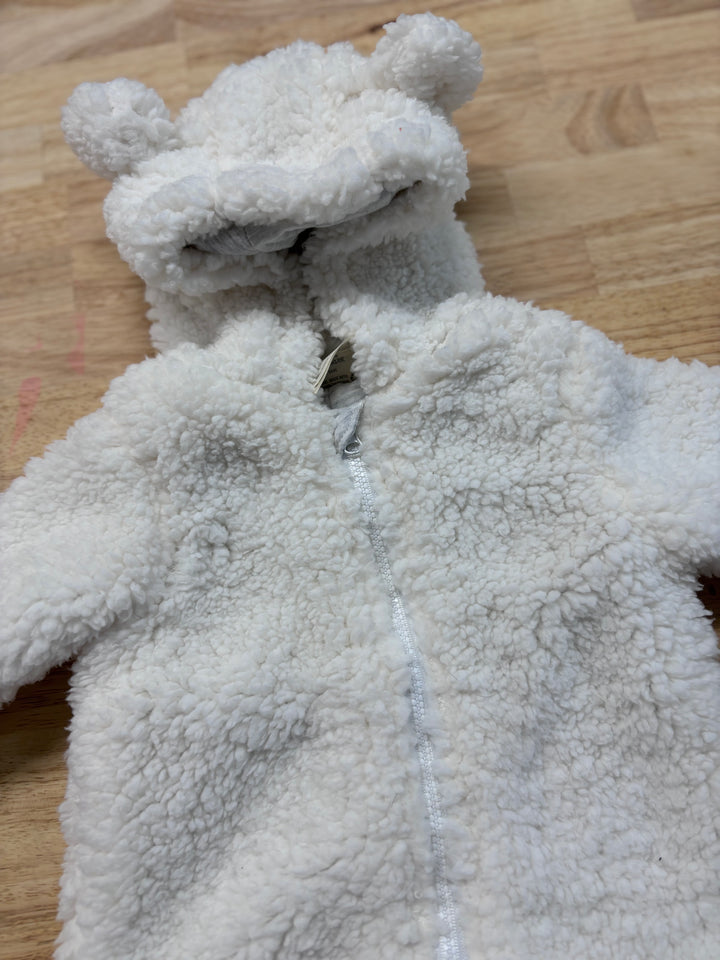 First Impressions Fleece Suit, White Bear, Size NB x2