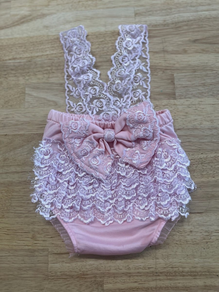 Ylsteed 0–1M Diaper Cover – White Lace with Suspenders - Nest and Sprout - Consignment
