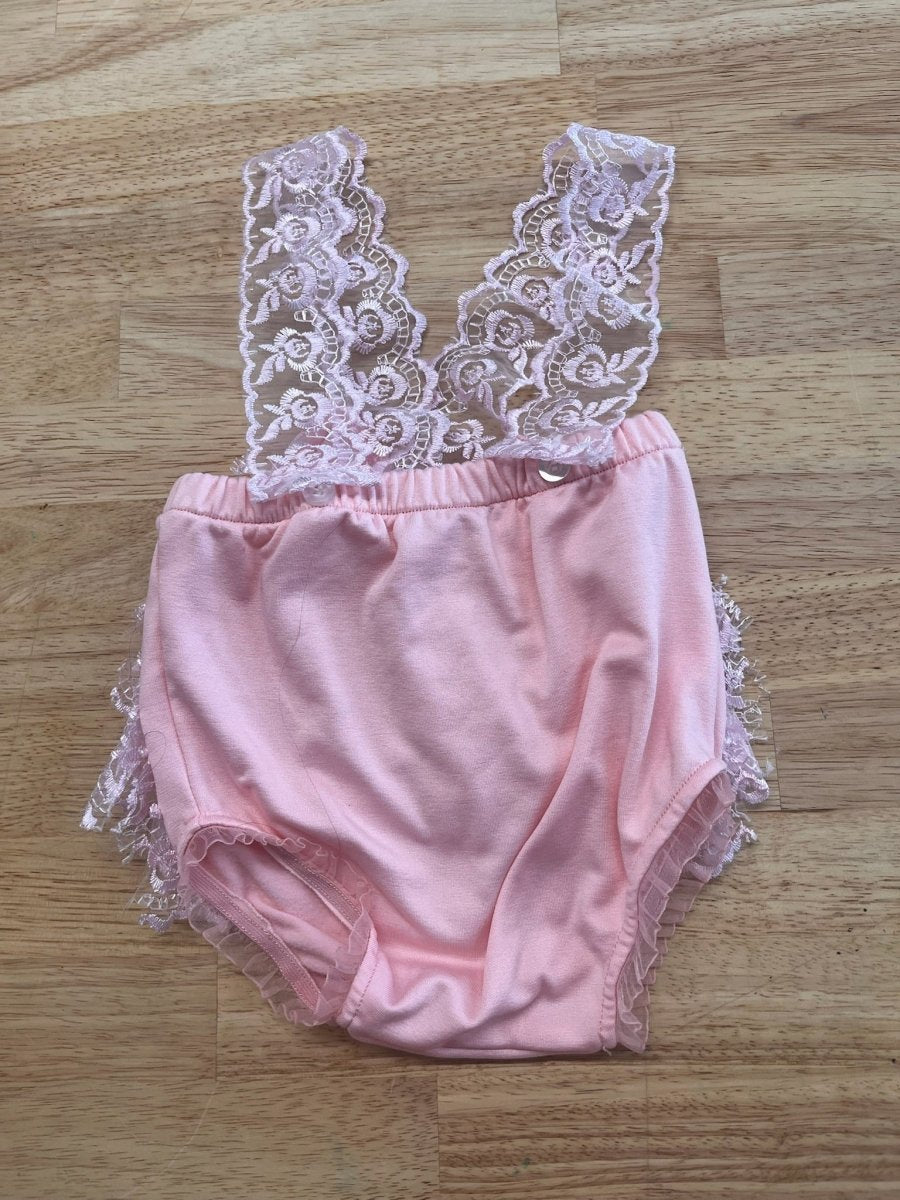 Ylsteed 0–1M Diaper Cover – White Lace with Suspenders - Nest and Sprout - Consignment