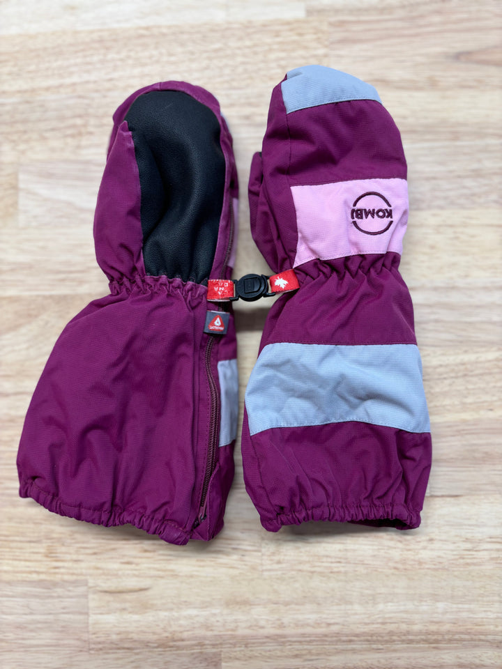 Calikids Snow Mittens, Burgundy, with Thumb and Zip