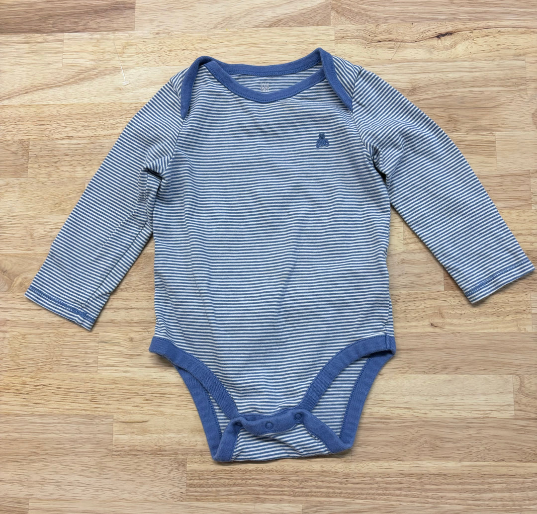 Gap Bodysuit, 18-24 Months, Blue Striped, Long Sleeve