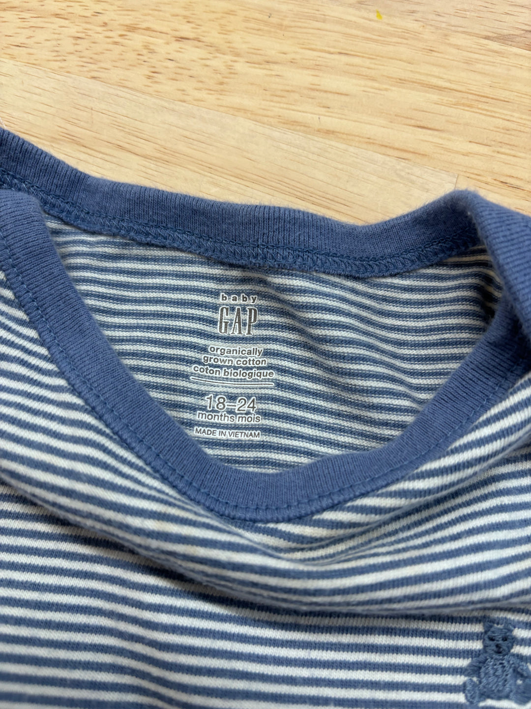 Gap Bodysuit, 18-24 Months, Blue Striped, Long Sleeve