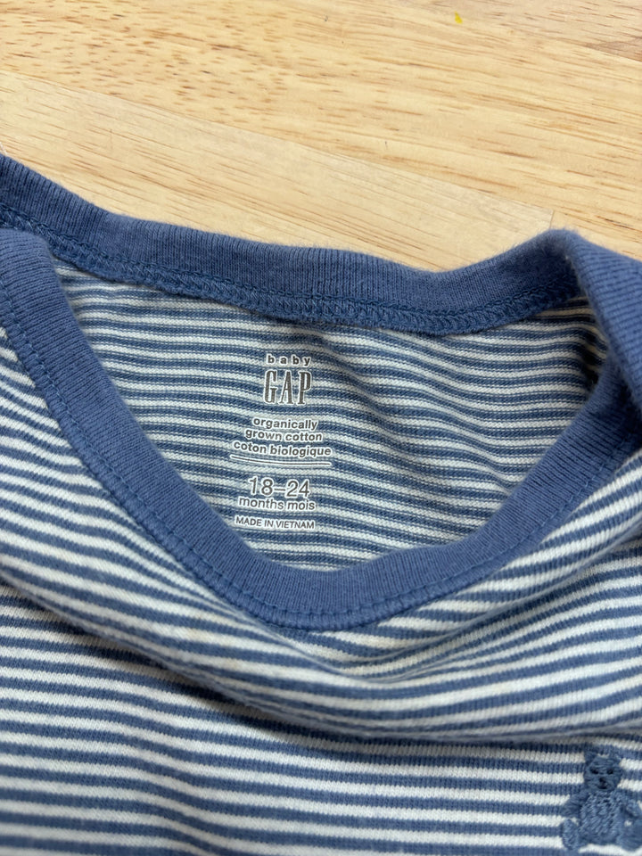 Gap Bodysuit, 18-24 Months, Blue Striped, Long Sleeve