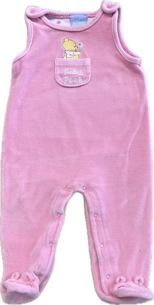 Disney Baby 6–12M Footed Velour Overalls – Pink Winnie the Pooh - Nest and Sprout - Consignment