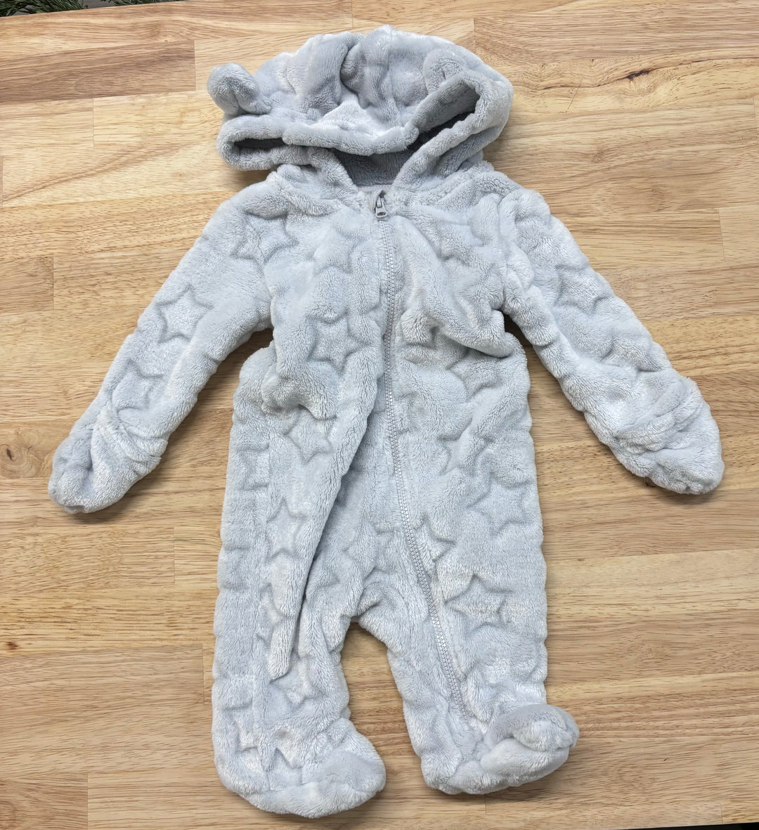 Newborn Fleece Bunting Suit, Grey with Stars