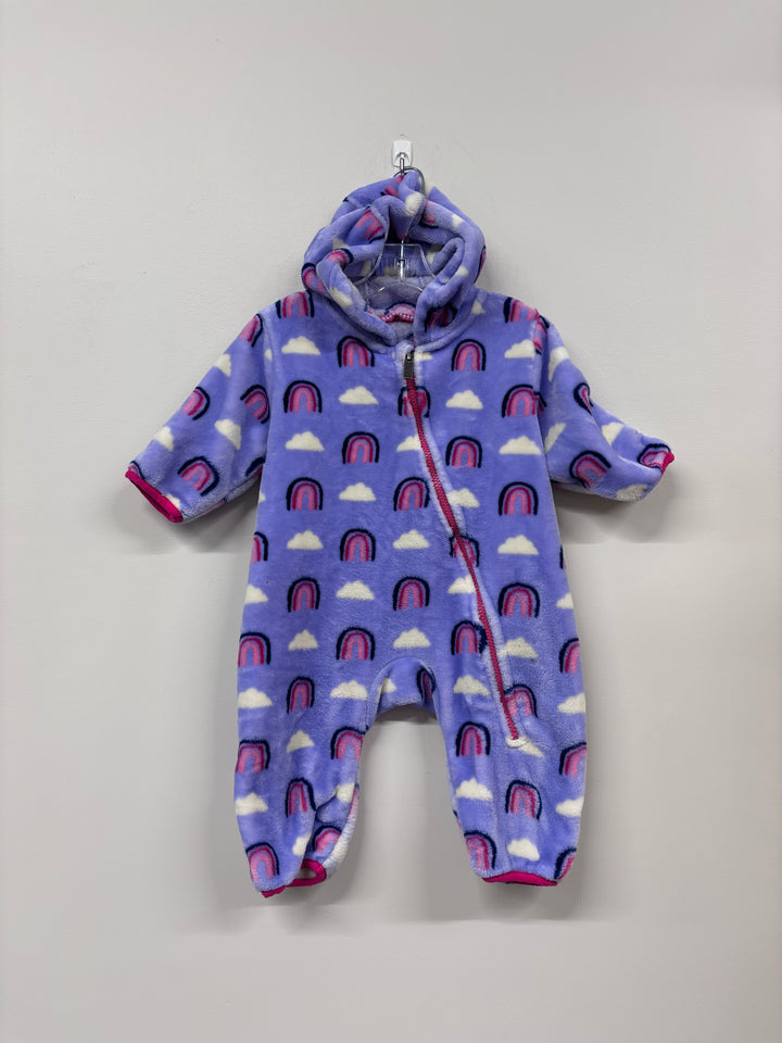 Hatley Fleece One-Piece, 6-9 Months, Purple with Rainbows