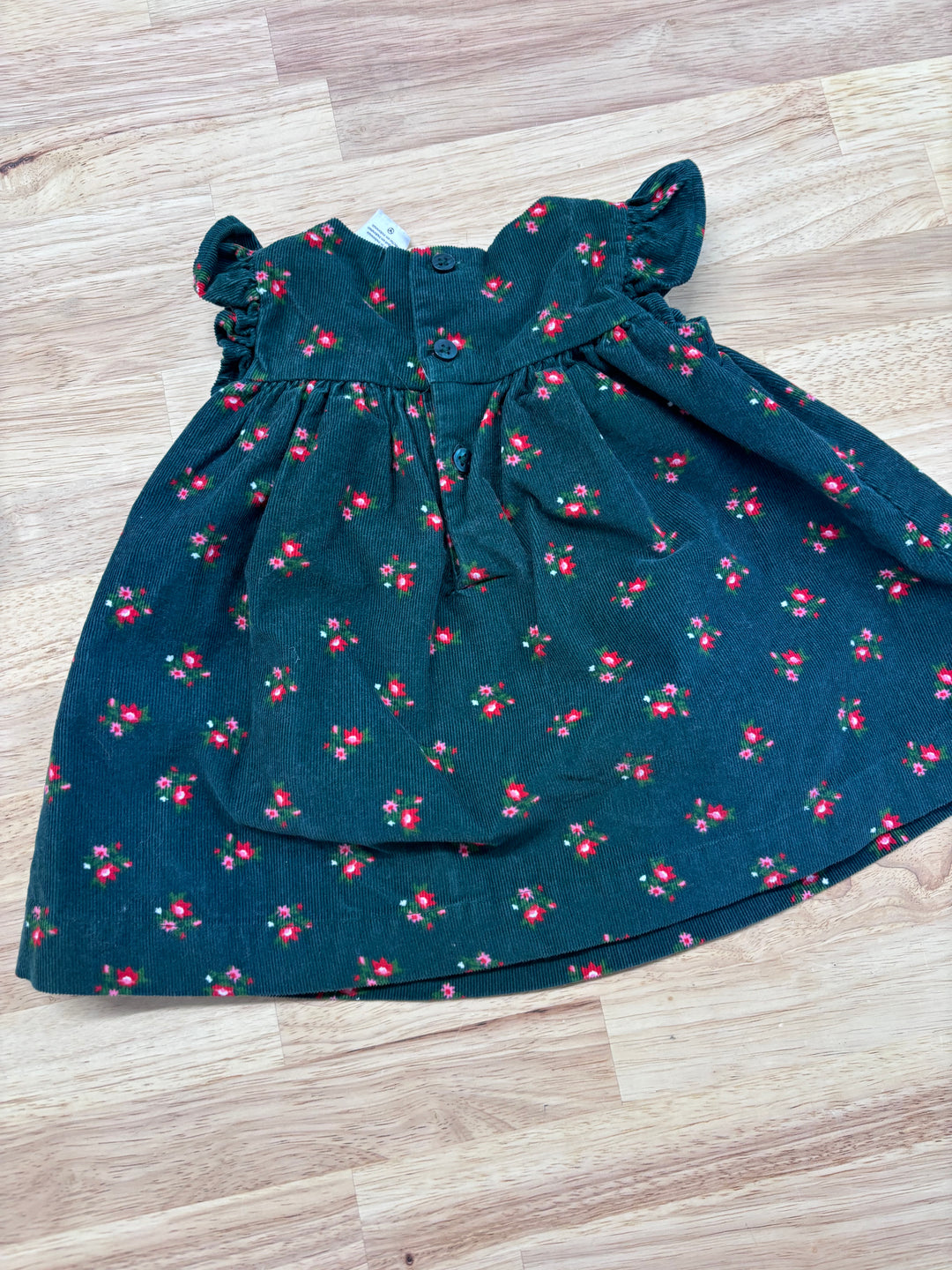 Carters Dress, 3 Months, Green Corduroy with Red Flowers