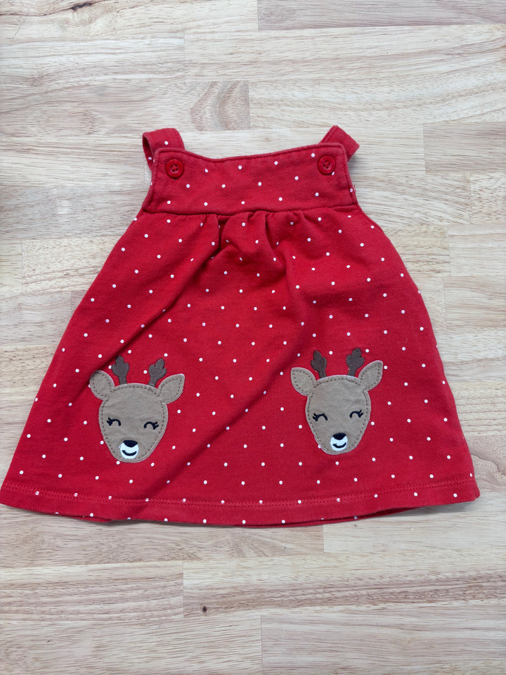 Carters Jumper Dress, 3-6 Months, Red with Reindeer