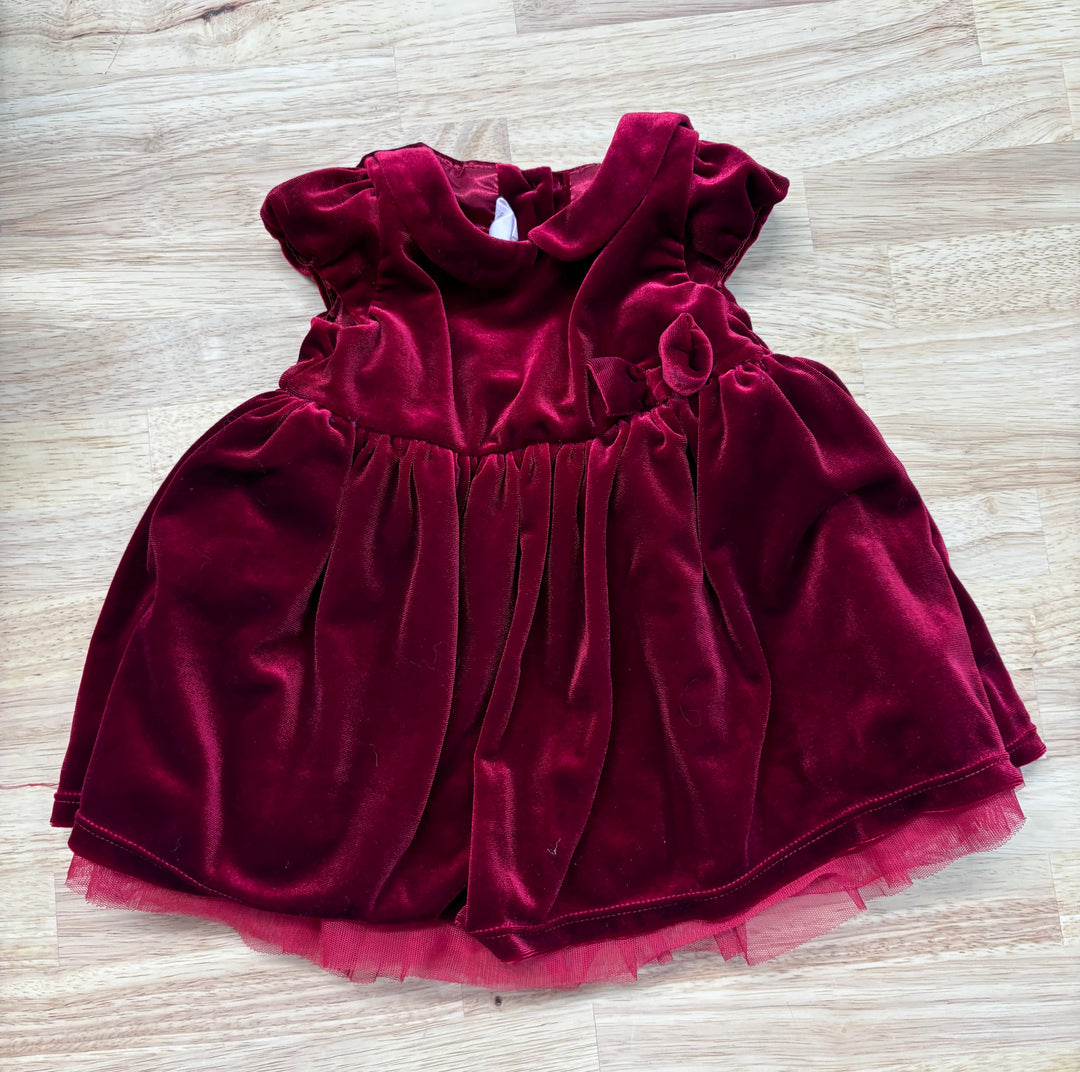 H&M Velvet Holiday Dress, 6-9 Months, Red