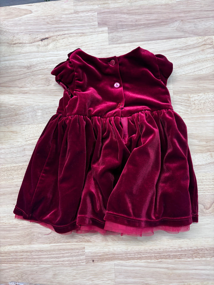 H&M Velvet Holiday Dress, 6-9 Months, Red