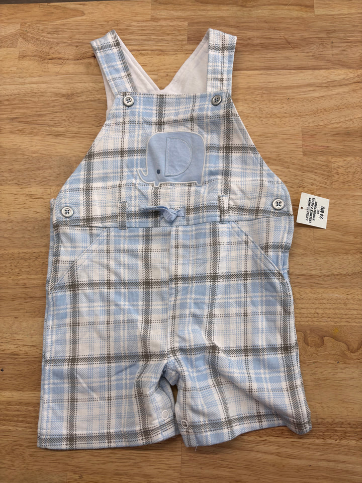 First Impressions 24m Blue Crosshatch Overalls (NWT, Missing Top)