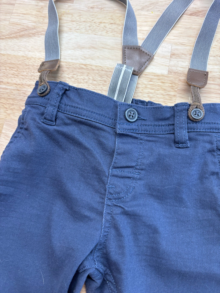 H&M Blue Pants with Suspenders - 9 Months