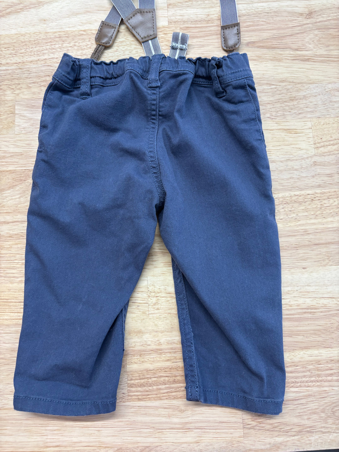 H&M Blue Pants with Suspenders - 9 Months