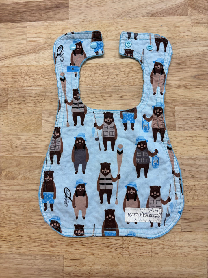 TC Creations Bib, Minky with Bear Design