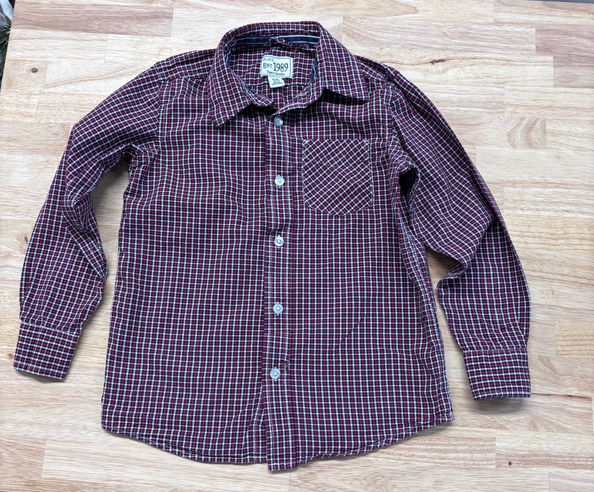 Children's Place Red Plaid Button - Up Shirt - Size 5 - Nest and Sprout - Consignment