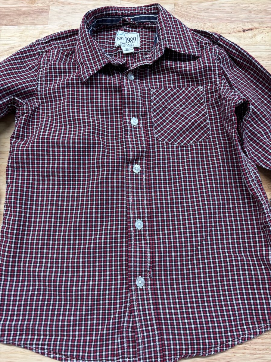 Children's Place Red Plaid Button - Up Shirt - Size 5 - Nest and Sprout - Consignment
