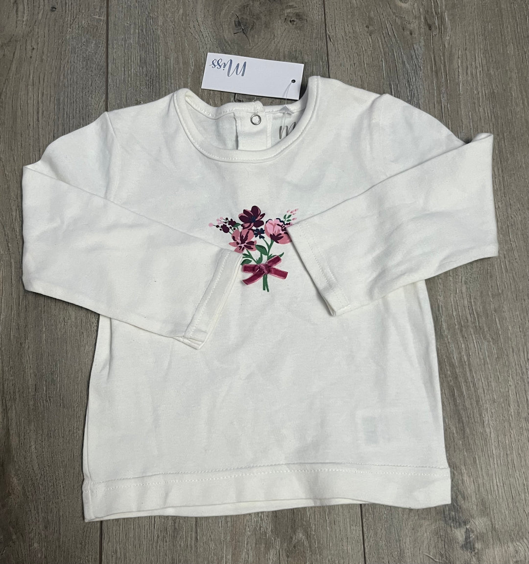 Miss Long Sleeve Tee – 18–24M | White | Floral Graphic | Bow | NWT