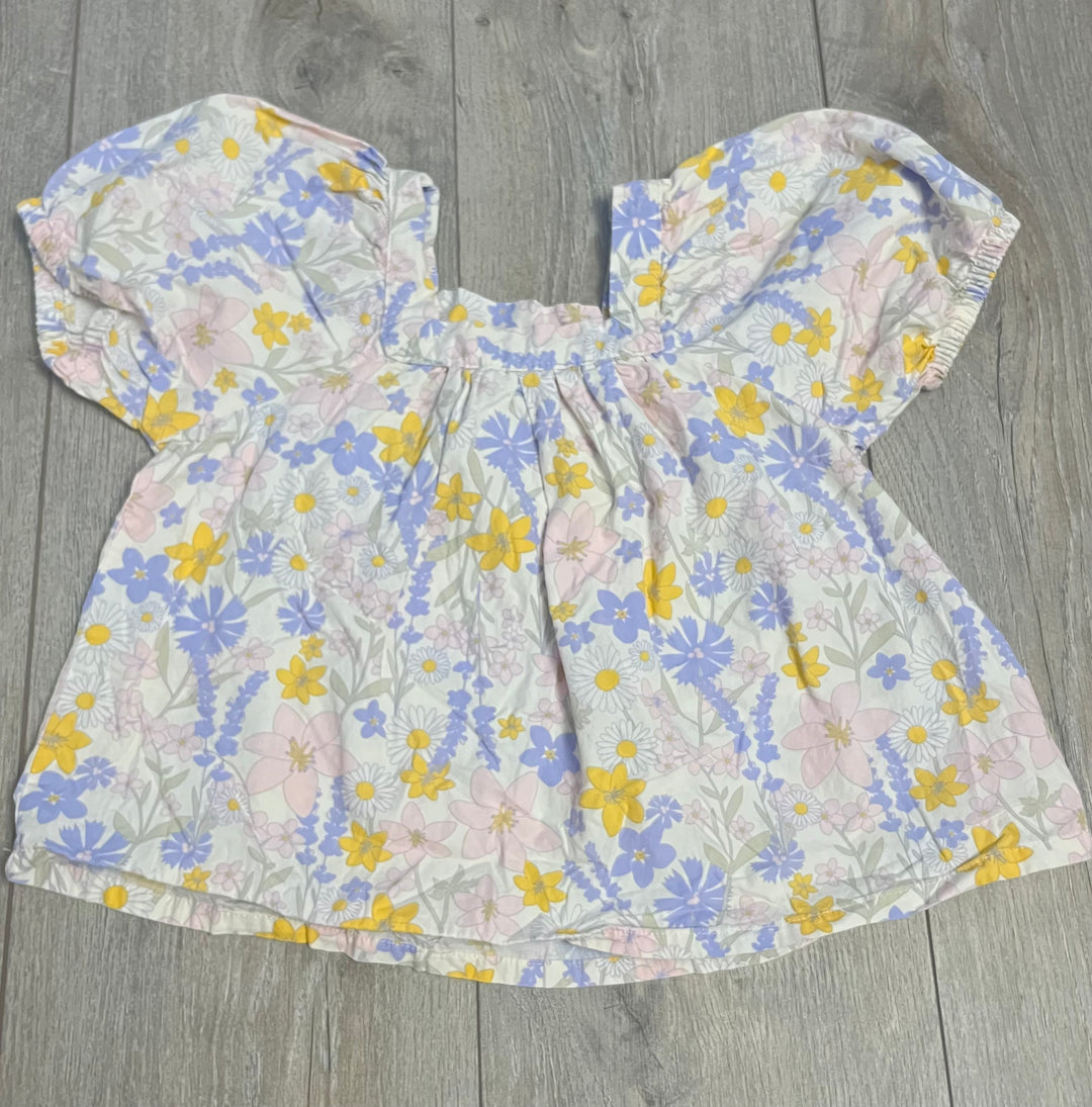 Joe Fresh Floral Top – 6 | Pastel Floral | Square Neckline